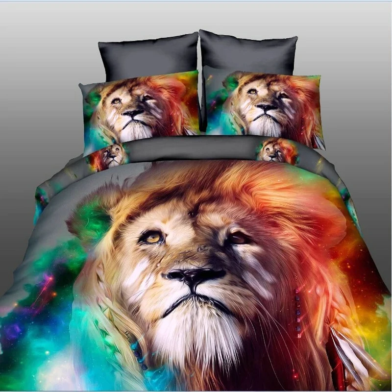 amazing 3d rotary tiger lion bedding set duvet/doona cover bed sheet ...