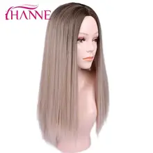 HANNE, 24 дюйма, Омбре, блонд, парики для женщин, прямой парик, синтетический блонд, длинный парик, косплей, жаропрочные, натуральные волосы, парики