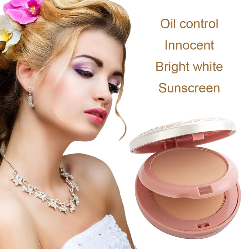 

2 Colors/set Highlighter Shimmer Brighten Pressed Powder Palette Face Makeup Oil Control Powder Cake Contour Makeup TSLM1