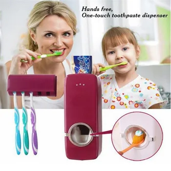 

Creative Multifunction Plastic Automatic Toothpaste Dispenser Wall Suction Family Tooth Brush Holder Bathroom Accessories