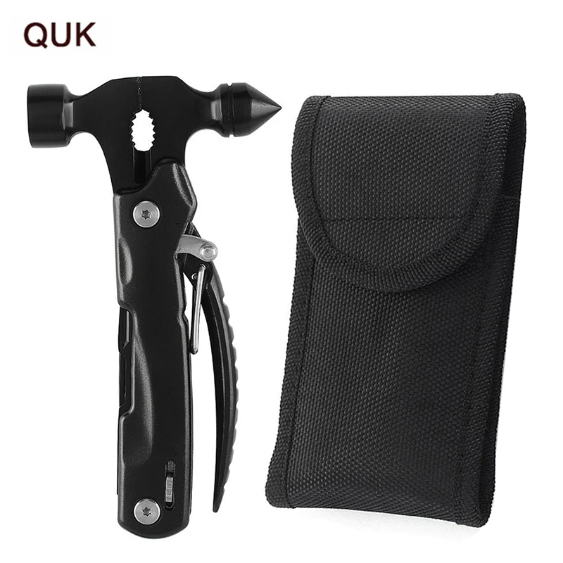 

QUK Auto Emergency Kit Tool Multi-function Pliers Hammer Outdoor Plier Knife Screwdriver Folding Outdoor Camping Hand Tools Kit
