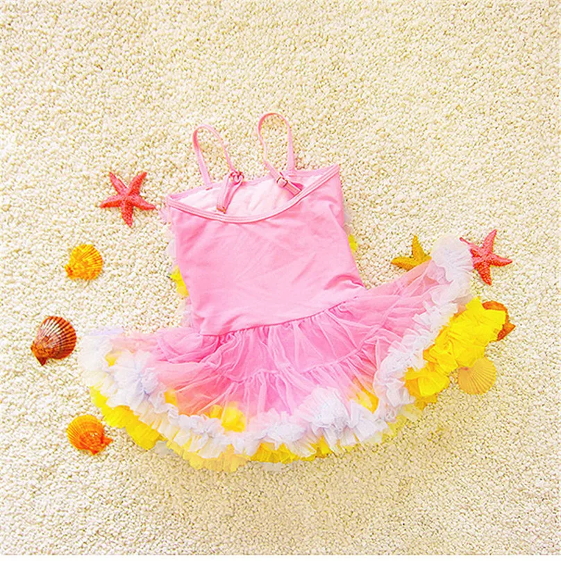 Очаровательный купальник для девочки милые оборки сетка купальный костюм для детей Детский купальник для девочки бикини детская пляжная одежда 2-6Yrs