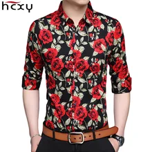 HCXY Весенняя рубашка с цветочным принтом для мужчин, новая модная мужская рубашка с длинным рукавом и цветочным принтом, мужская Тонкая Повседневная рубашка с цветочным принтом