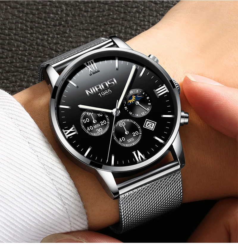Uhren Herren NIBOSI Gold And Black Men's Quartz Watch Business Watch Brand Luxury Dress Analog Wristwatch Waterproof Full Steel (17)