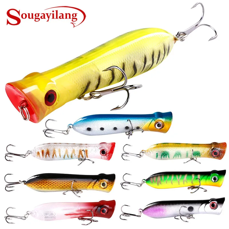 

Sougayilang Topwater Popper Fishing Lure 10.2cm/12g Crankbaits Fishhooks LED Fishing Tackle Plastic Hard Fishing Baits