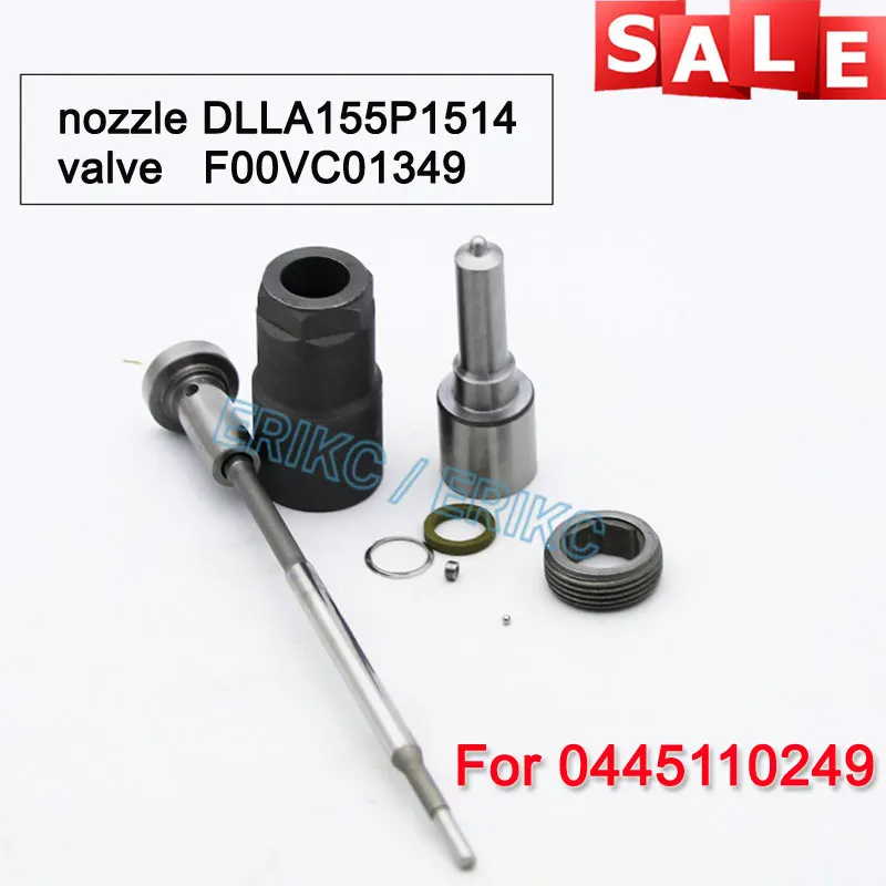 

ERIKC 0445110249 Diesel Fuel Injector Overhaul Repair Kits Nozzle DLLA155P1514 Valve F00VC01349 Nut F00VC14012 For FORD MAZDA