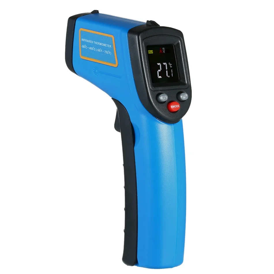 Профессиональный Бесконтактный портативный цифровой термометр лазерной ЖК-дисплей Дисплей инфракрасный поверхности пирометр для измерения температуры-50~ 400℃ - Цвет: Blue