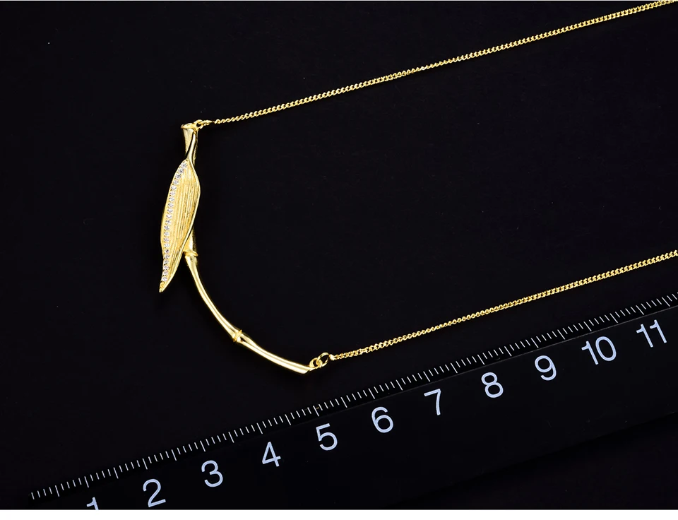 Lotus Fun Настоящее 925 пробы Серебряное дизайнерское Оригинальное ювелирное изделие Утренняя роса на бамбуковом листе ожерелье для женщин
