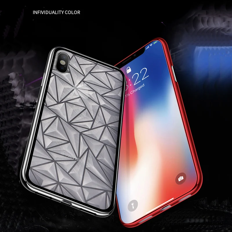 10 шт. роскошный Магнитный флип-чехол для телефона для iPhone X 7 plus PC с алмазным узором, задняя крышка из закаленного стекла