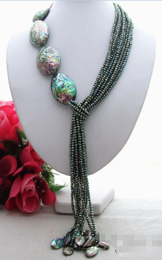 

Miss charm Jew1714 Natural Paua Abalone Shell&Crystal Necklace