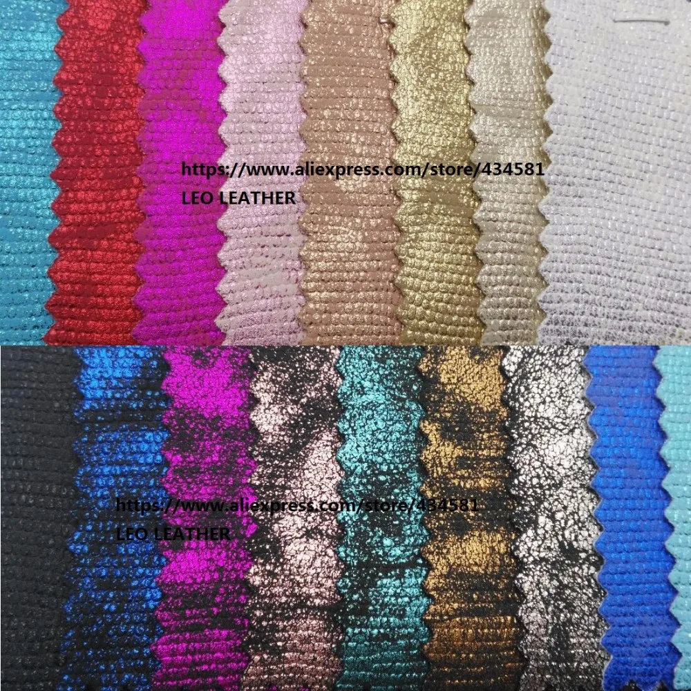 Metallic Synthetic Leather Faux Leather Fabric Embossed Weaving PU