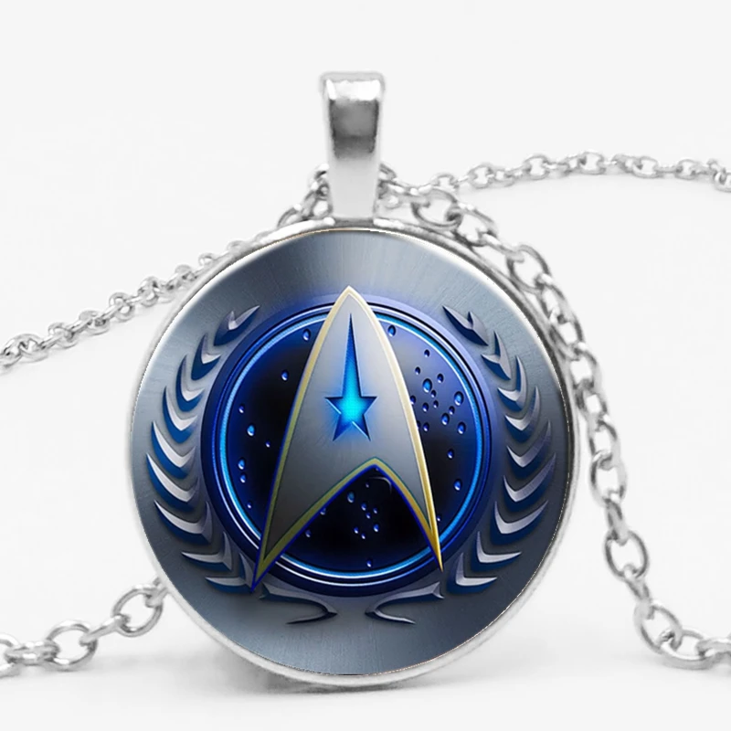 

3 Color Star Trek Nautical Logo Pendant Necklace Fashion Glass Gem Accessories To Map Custom