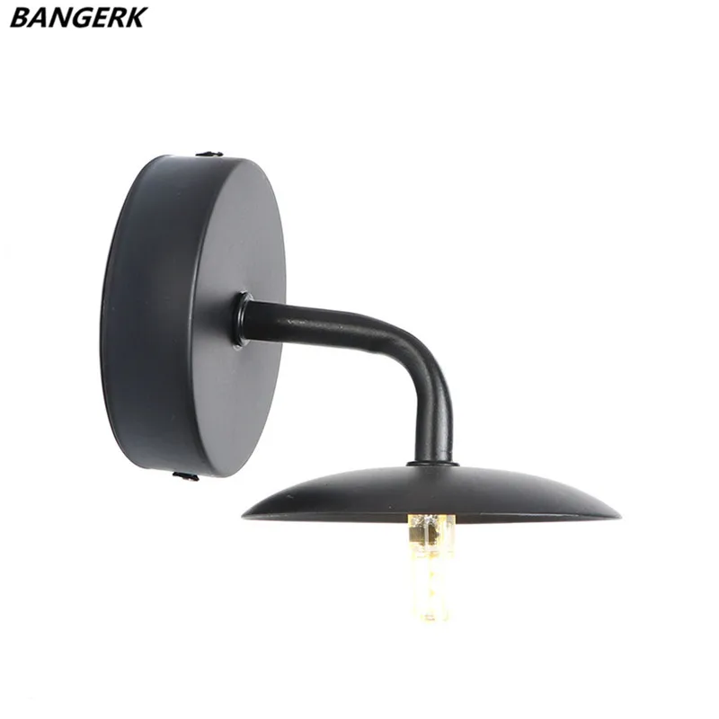 Nordic Single Head LED Wall Lamp Iron Black Modern Mini Wall Light Fixtures Home Deco Antique Sconce Lights Indoor Lighting