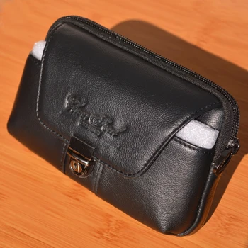 

Genuine Leather Men Waist Bag Fanny Pack Purse Double Zipper Cell/Mobile Phone Pouch Male Casual Money Wallets Belt Bags 2018