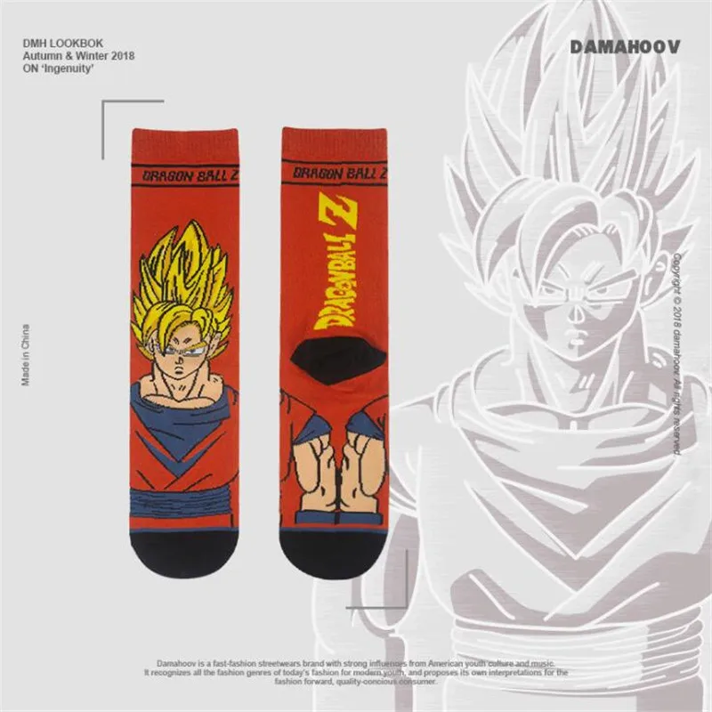 Носки с персонажами из мультфильмов, аниме, драконий жемчуг, Супер Saiyan Sun Wukong, периферийные носки, аксессуары для косплея, мужские носки-трубы средней высоты