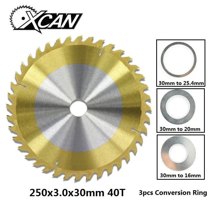 XCAN 1 шт. 250x30 мм 40T TCT круговой режущий диск деревообрабатывающий Циркулярный пильный диск с жестяным покрытием для резки древесины дисковый