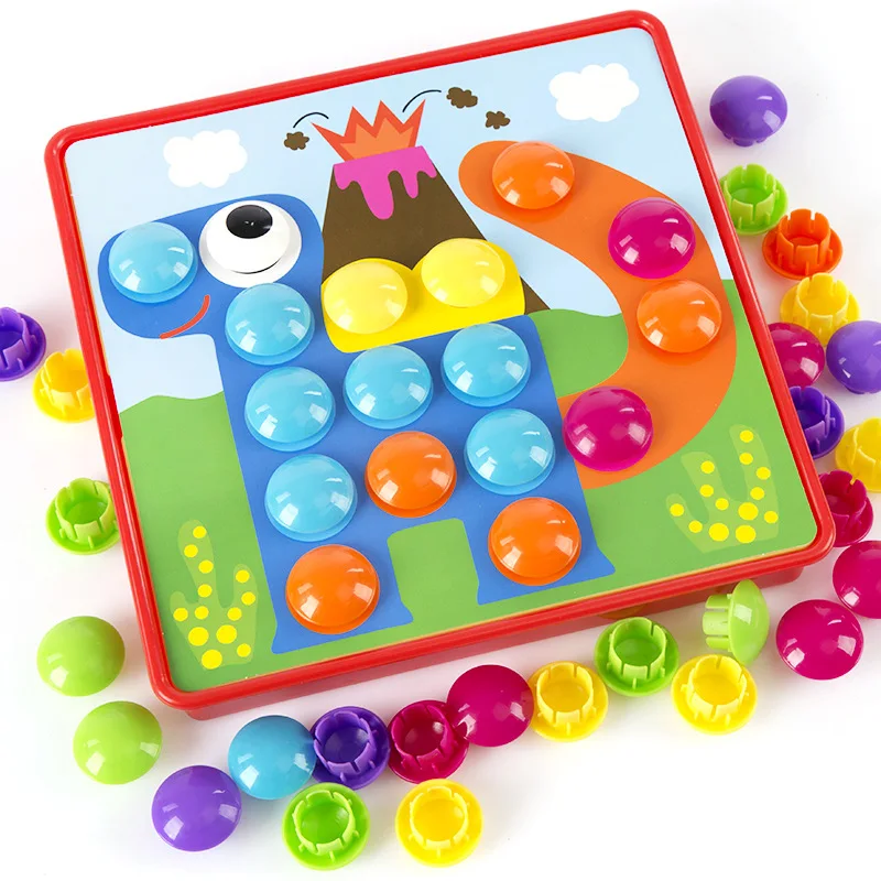 Детские 3D Пазлы игрушки красочные кнопки сборный пазл креативная мозаика грибы ногти детские развивающие игрушки