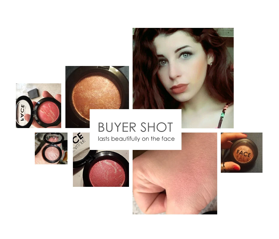 FOCALLURE Makeup Blusher Top Quality Professional Cheek 6 Colors Baked Blush Bronzer Blusher Face Contour Blusher