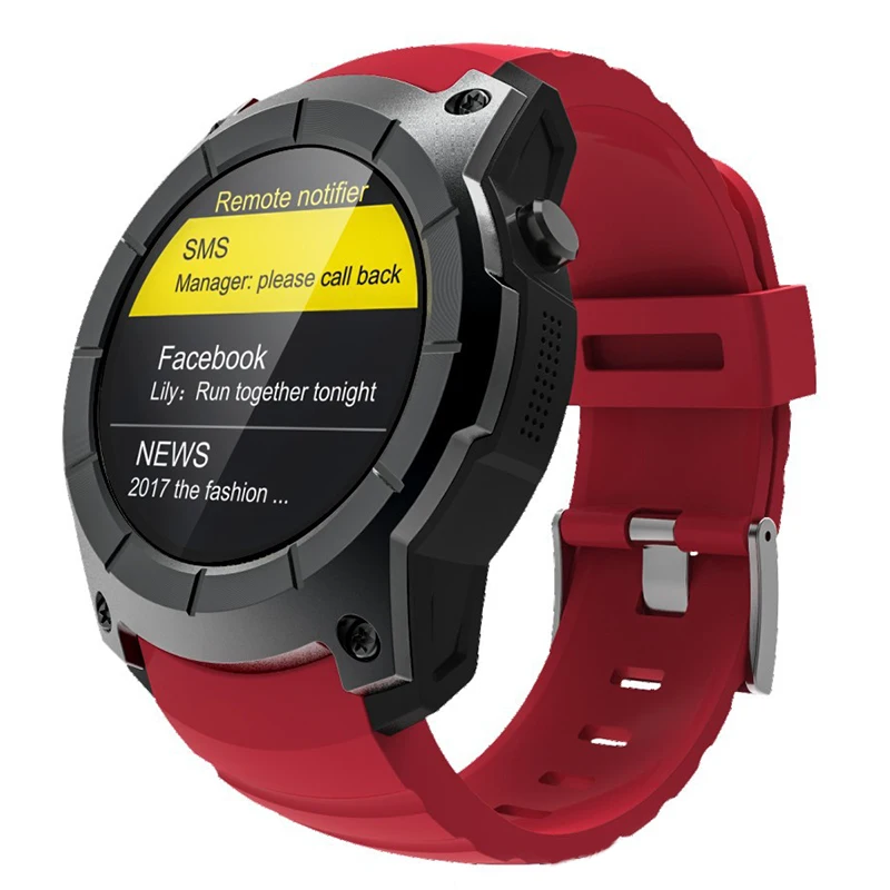 Red Умные часы монитор сердечного ритма SIM сенсорный экран gps Smartwatch для мужчин и женщин IOS8+/Android4.3+ Многофункциональный Умный Браслет - Цвет: Red