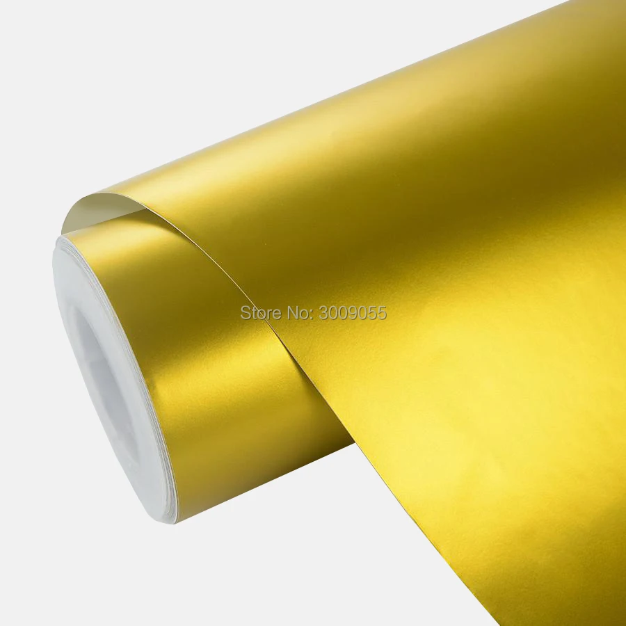 

Gold matte chrome Vinyl Wrap Car Wrapping Film For Car COVERING FOIL Easily repositioned ow initial tack adhesive 5m/10m/20m