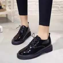 Прямая поставка; высококачественные женские оксфорды на плоской подошве; обувь на платформе; лакированные Кожаные слипоны; криперы с заостренным носом; черные броги; лоферы