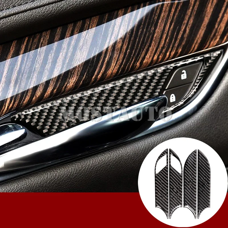 

For Cadillac XT5 Carbon Fiber Car Door Handle Frame Trim Cover 2016-2019 4pcs
