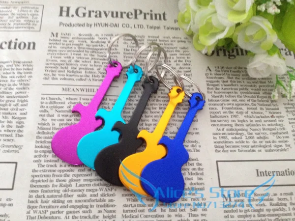 

Key Chain Aluminum Creative Guitar Beer Bottle Can Opener Small Beverage Ring Bar Tool Kit Gift Free Shipping 5pcs/lot O207