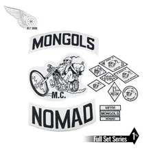 Mongols mc remendos motociclista voltar nomad rocker remendo cavaleiro livre motocicleta jaqueta bordado colete crachá de volta tamanho ferro em