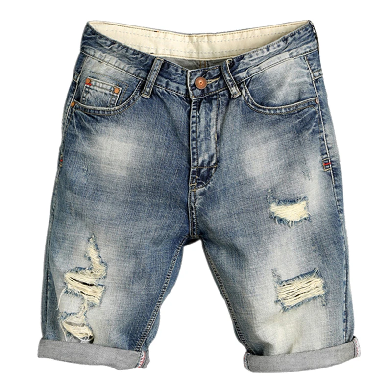 2017 New Style Summer Men Shorts Fashion Ripped Hole Washed Denim Short