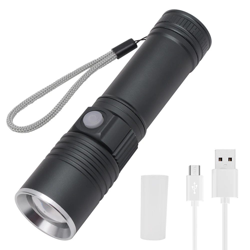A no battery BORUiT масштабируемый XML T6 светодиодный фонарик USB перезаряжаемый портативный тактический фонарь Водонепроницаемый походный охотничий фонарь 26650 - Испускаемый цвет: A no battery