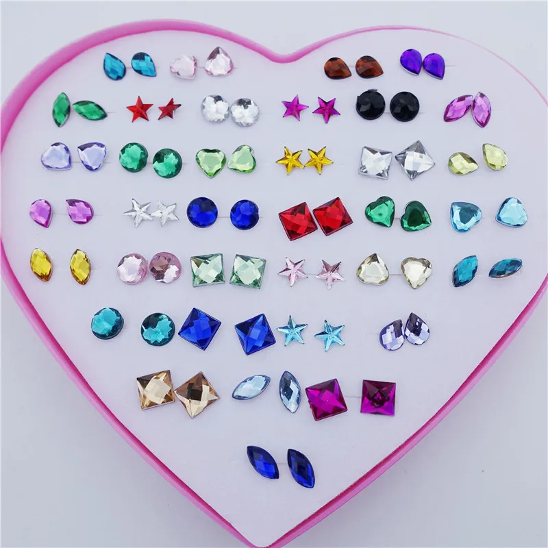 

Acrylic Geometric Shapes Stud Earrings Cheap Jewelry For Girls 36pairs/lot Mix Colors