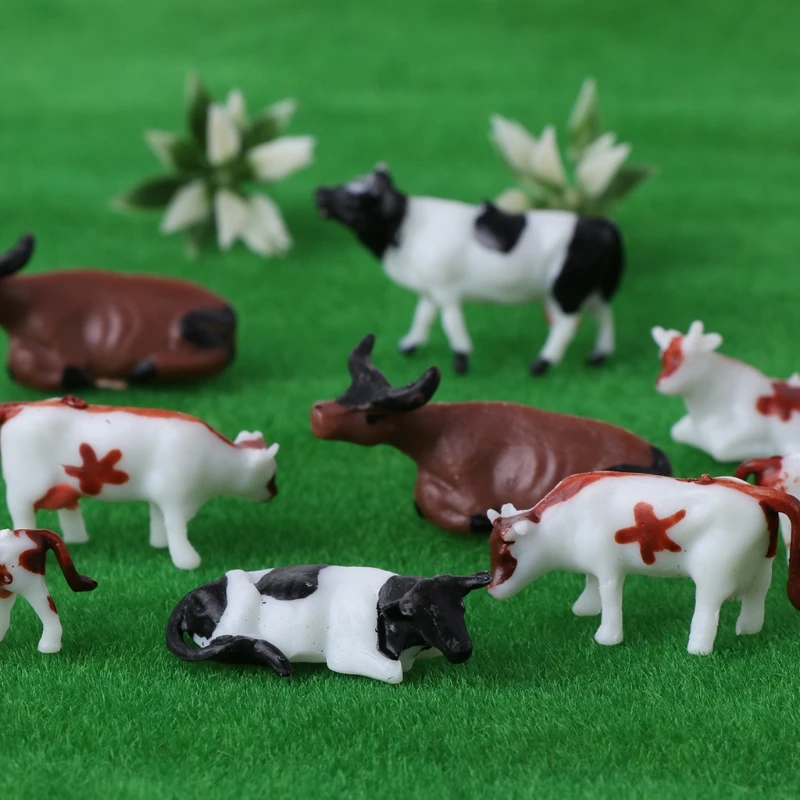Новинка 10 шт. 1:87 DIY хо масштаб красочная корова модель расположения поезда