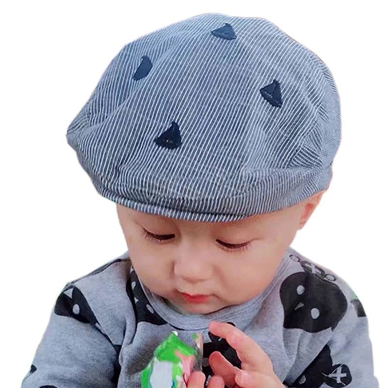 Baby Boy Sailboat Embroidered Stripe Beret Hat Spring Summer England