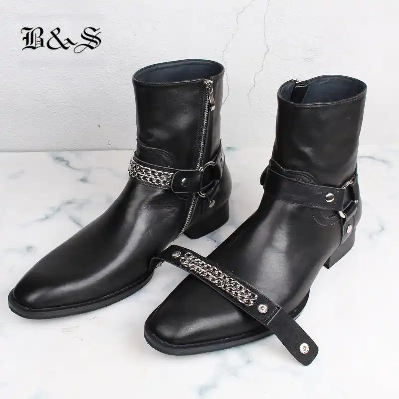 leather strap boots