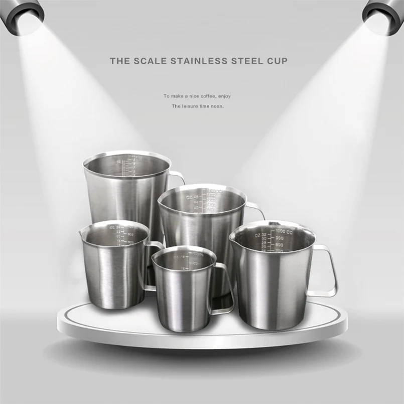 

Kitchen 0.5-2L Stainless Steel Measuring Cup Water Oil Liquid Flour Beaker Milk Espresso Cappuccino Coffee Frothing Pitcher