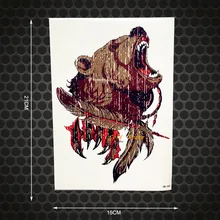 Beast Master Waterproof Temporary Roaring Bear Body Art Shoulder Tattoo Stickers 21x15CM Large Size Arm Tattoo Sleeve Men Women