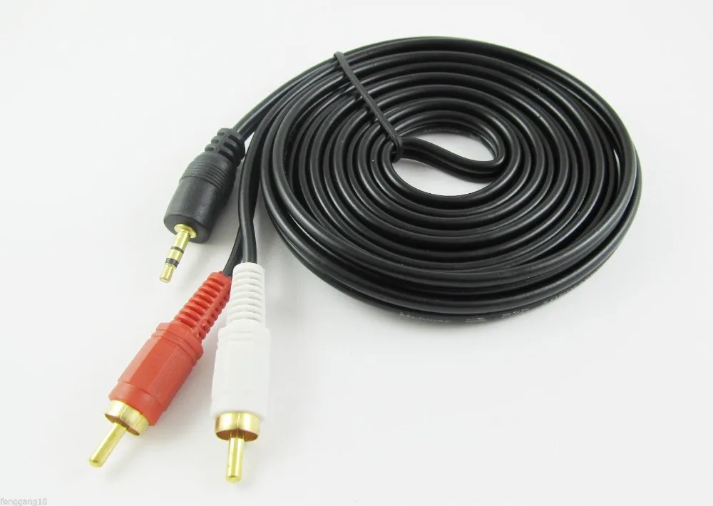 5 шт. золотистый стерео штекер 3 мм на 2x RCA Phono Аудио Видео AV адаптер кабель 1 м/3 м/5