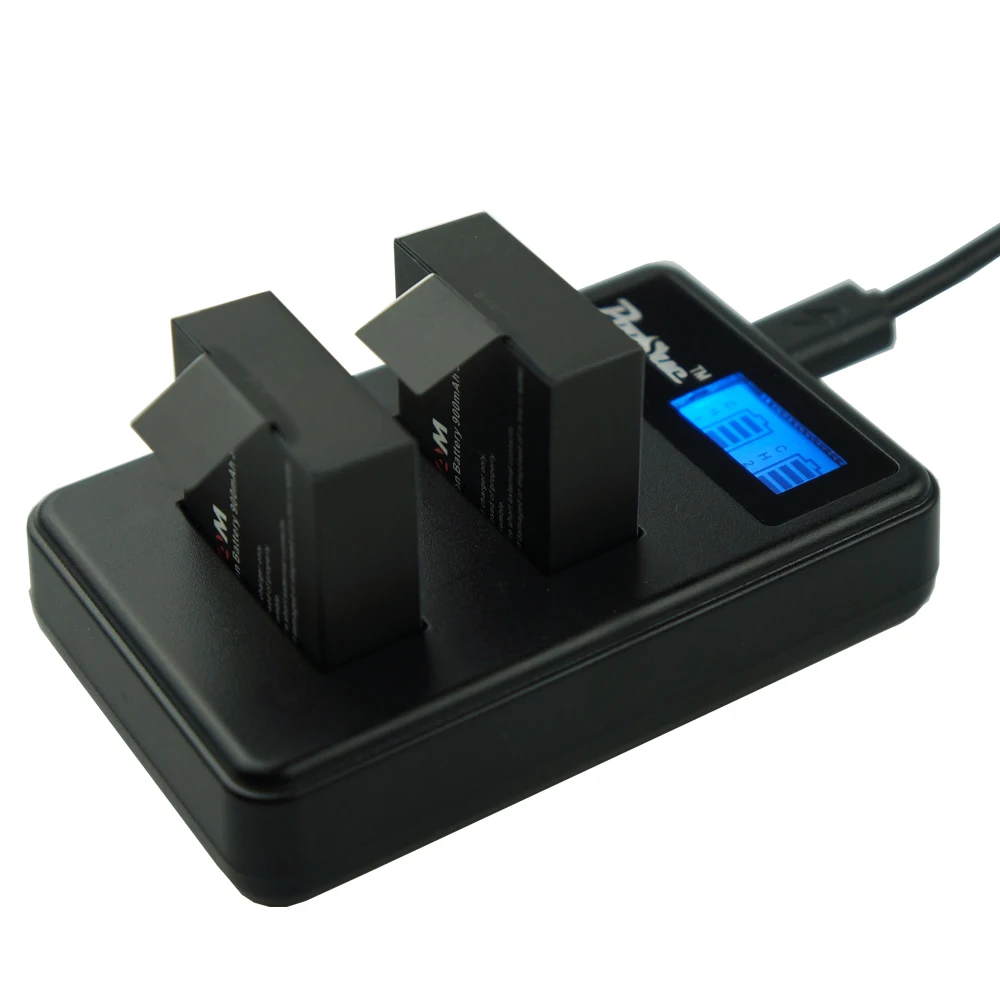 4 шт. аккумулятор SJ9000 + двойное зарядное устройство USB с ЖК дисплеем для SJCAM SJ4000 PLUS