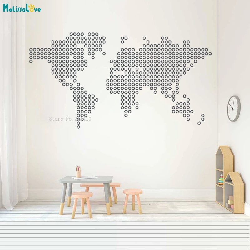 Earth Printed Wall Decal  Nursery /& Kids Room  School Classroom  Travel and Maps  Home Decor  Removeable Wall Stickers Decals