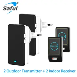 Saful ЕС/AU/UK/США Plug черный Touch Беспроводной дверной звонок Водонепроницаемый 28 мелодии Регулируемая громкость звука Бесплатная доставка