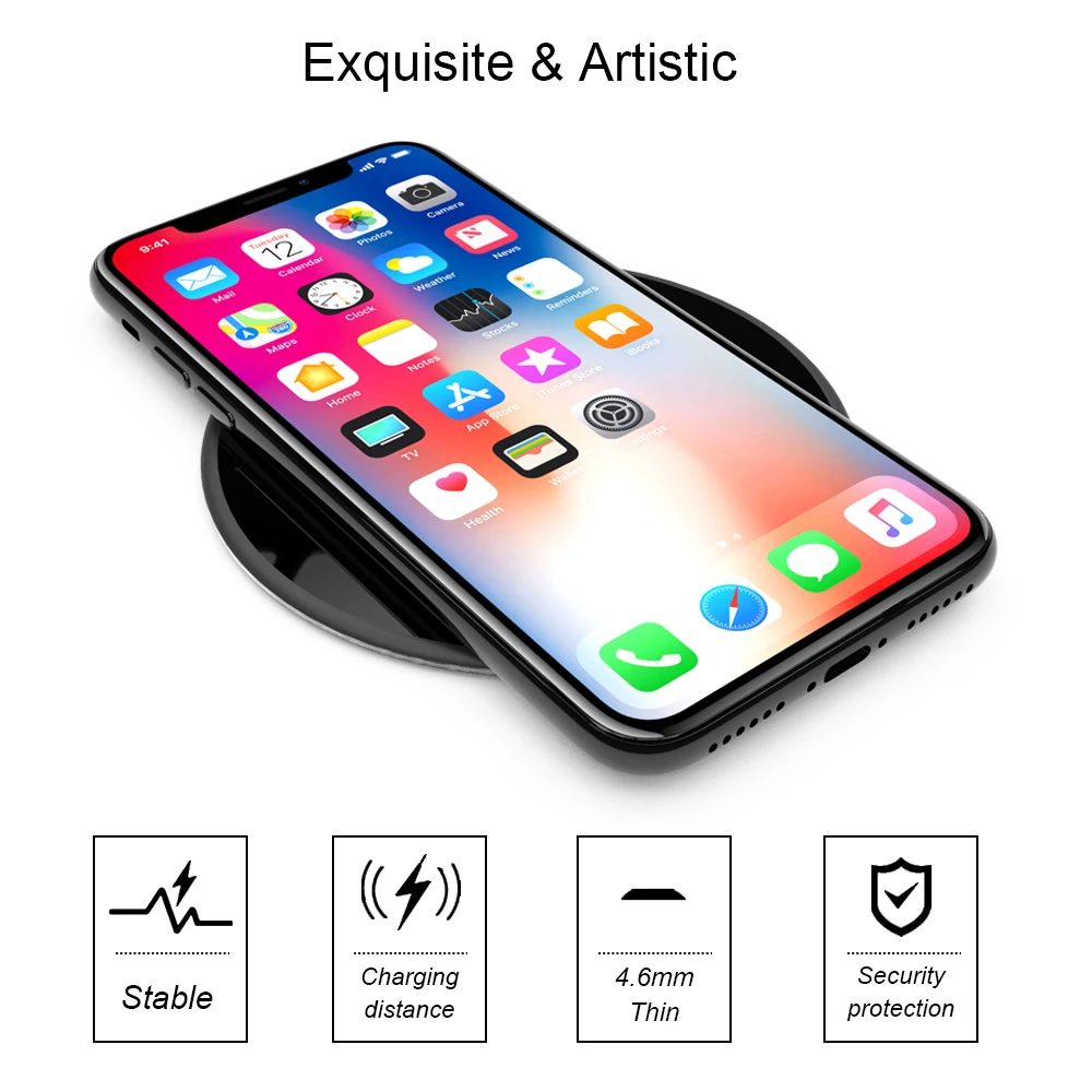 Ультратонкое Беспроводное зарядное устройство Ascromy для Apple iPhone XS Max XR X XSmax 8 Plus samsung Galaxy Note 9 8 быстрая Беспроводная зарядка