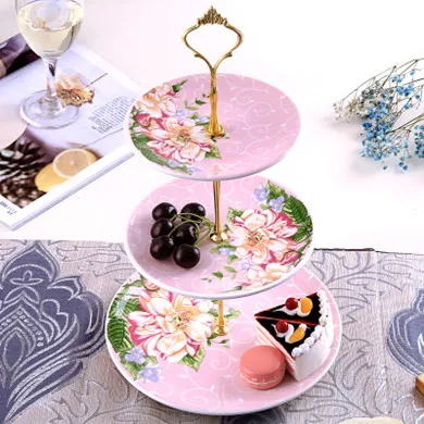 Европейские Керамические украшения, креативная Высококачественная домашняя тарелка для кондитерских изделий, роскошная американская тарелка для фруктов - Цвет: Розовый