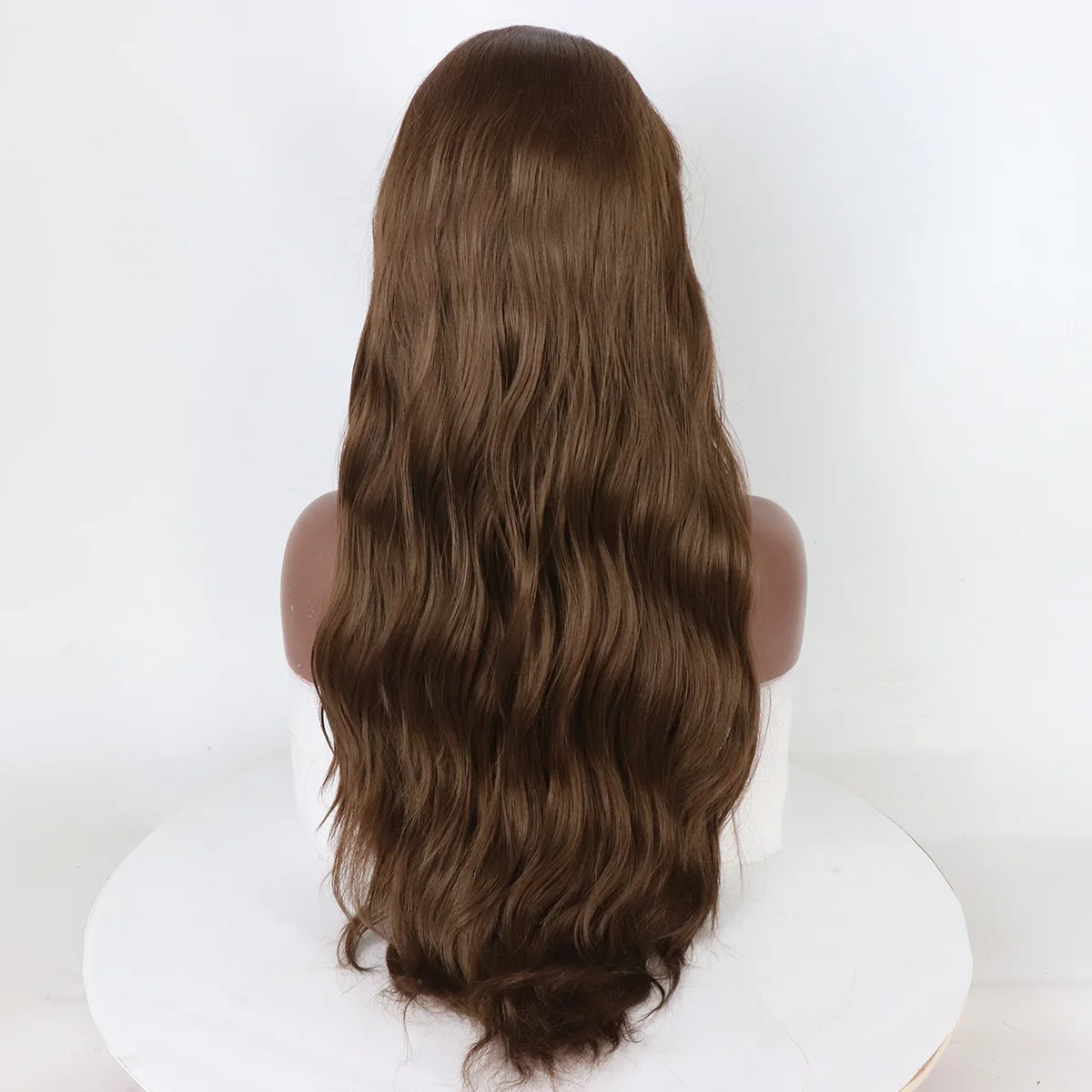 Парик фронта шнурка синтетический волнистый коричневый парики для женщин жаростойкий Менее блестящий волокно боковая часть естественная линия волос фронтальный парик шнурка