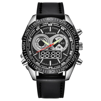 

CURDDEN Business Watches Mens Big Chronograph Dual Time Waterproof Analog Digital Casual Watch Reloj LED Hombre Grande Marca