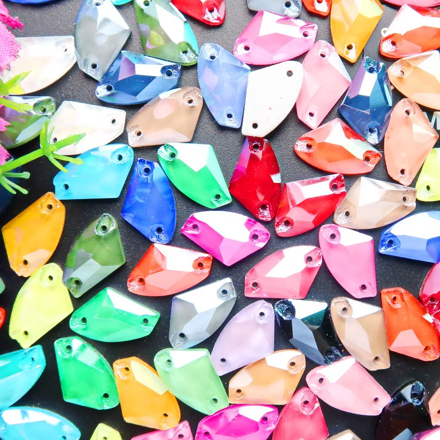 Axe shape jelly candy glass crystal flatback with two holes sewing rhinestone beads for clothes shoes bags diy accessories trim | Дом и сад
