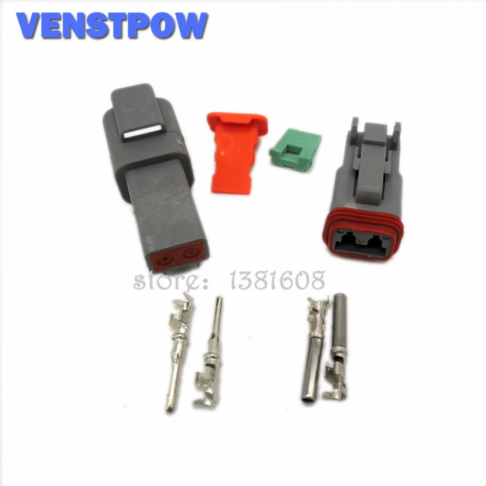 5 комплектов 22-16AWG Deutsch DT06/DT04 2-контактный водонепроницаемый Комплект разъемов для