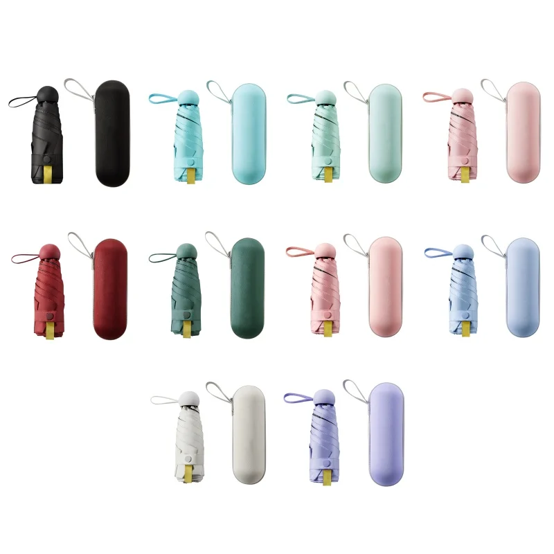 

Five Folds Capsule Sun Umbrella Sunscreen Anti-Uv Portable Umbrella Pocket Rain Umbrella