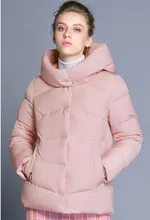 ICEbear Women’s Winter Parkas 2018 High Hooded Collar Cotton Padded Jackets Polyester Zippers Thickening Short Coat GWD18088D