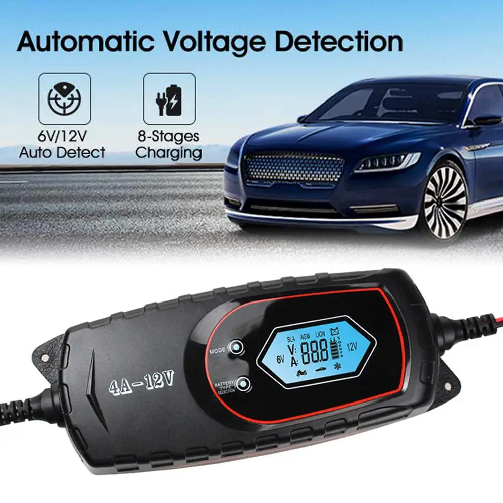 

Automatic Car Battery Charger 100V To 240V To 12V 4A Intelligent Fast Power Charging Multiple Protections Digital LCD Display