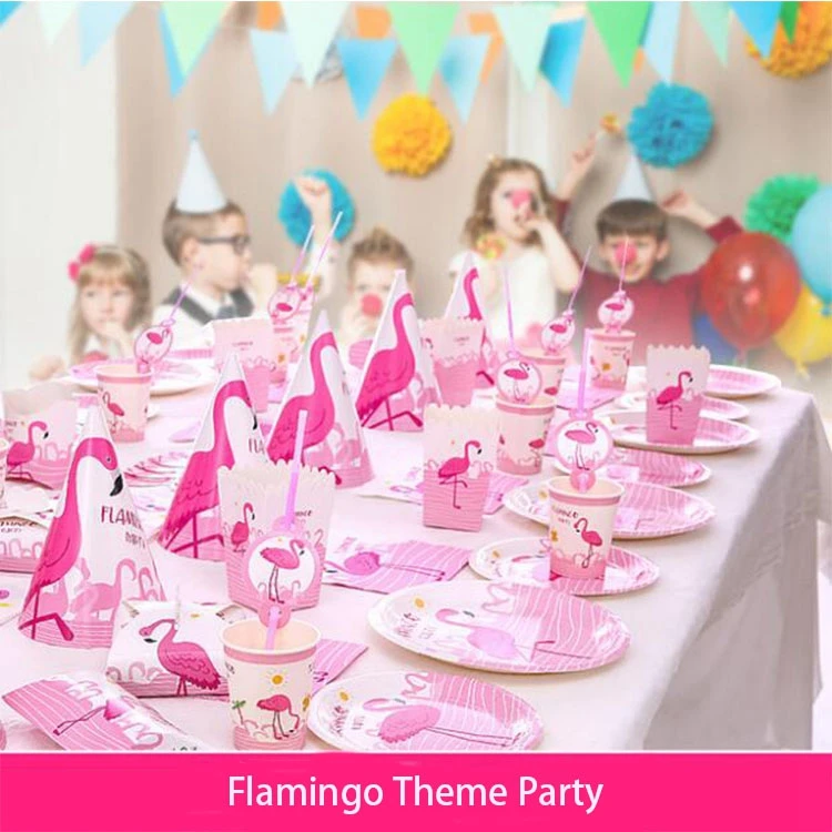 Одноразовая посуда для вечеринок одноразовые Одноразовая посуда тарелки чашки скатерть Фламинго тема вечерние Для летних вечеринок